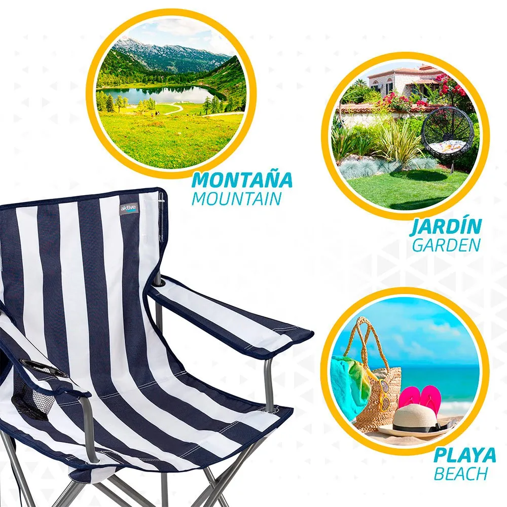 Aktive 82x49.5x64.5 Cm Fixed Folding Chair Steel With Cup Holder 7 Aktive 82x49.5x64.5 Cm Fixed Folding Chair Steel With Cup Holder - Image 5