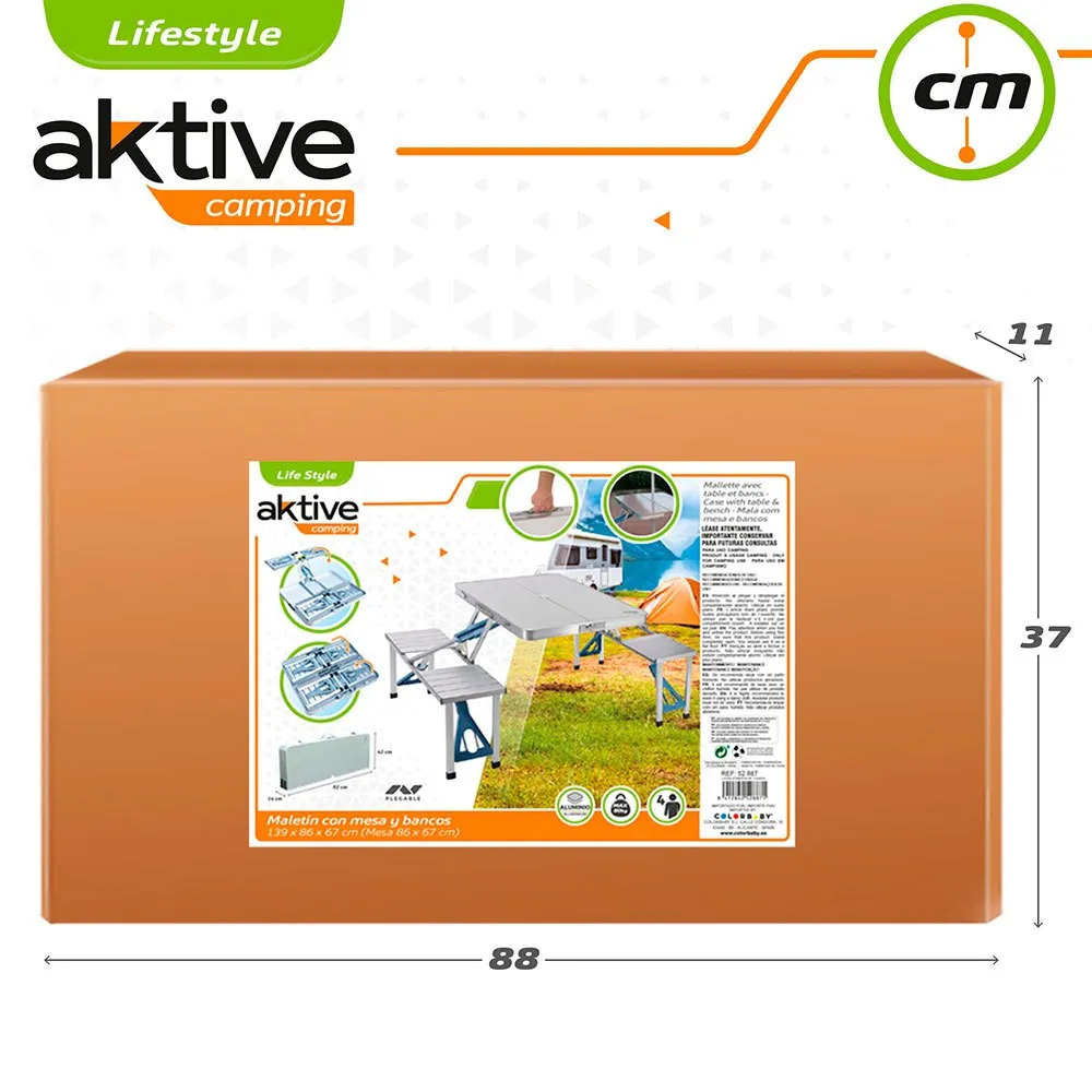 Aktive Folding Camping Table With Benches 139x82x67 Cm 10 Aktive Folding Camping Table With Benches 139x82x67 Cm - Image 8