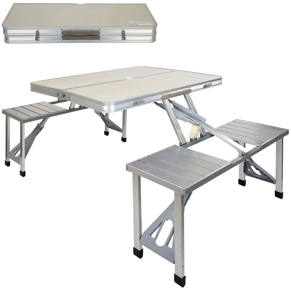 Aktive Folding Camping Table With Benches 139x82x67 Cm 3 Aktive Folding Camping Table With Benches 139x82x67 Cm