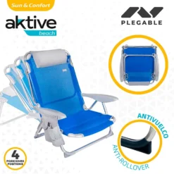 Aktive Folding Chair 4 Positions With Cushion And Cup Holder -Intex || Bestway || GRE Sales Store aktive folding chair 4 positions with cushion and cup holder 2
