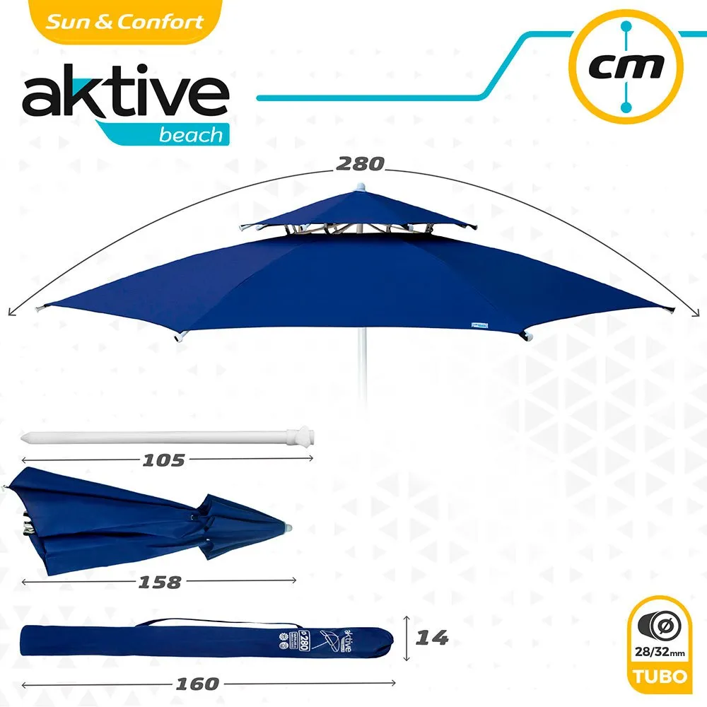 Aktive Octagonal Parasol 280 Cm Metal Pole With Double Roof And UV30 Protection 9 Aktive Octagonal Parasol 280 Cm Metal Pole With Double Roof And UV30 Protection - Image 7
