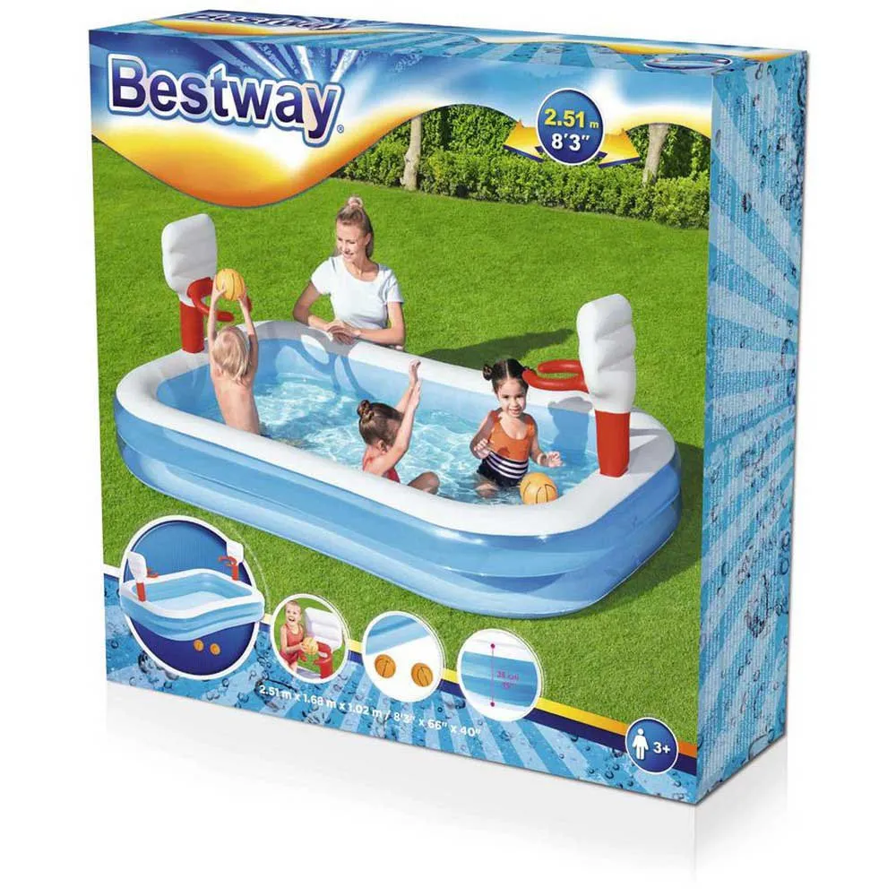 Bestway Basketball 254x168x102 Cm Rectangular Inflatable Pool 4 Bestway Basketball 254x168x102 Cm Rectangular Inflatable Pool - Image 2