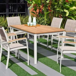 Imperia Aluminium And FSC Eucalyptus Rectangle Table 150x89.3x74.40cm -Intex || Bestway || GRE Sales Store chillvert imperia aluminium and fsc eucalyptus rectangle table 150x89.3x74.40cm 3