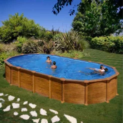 Amazonia Oval Steel Pool Wood Aspect 730x375x132 Cm