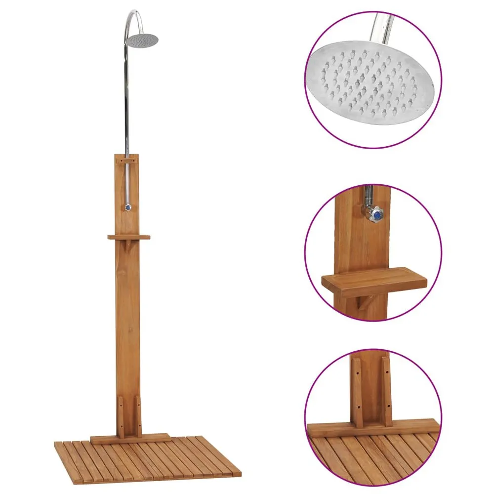 VIDAXL Garden Shower Solid Teak Wood 3 VIDAXL Garden Shower Solid Teak Wood