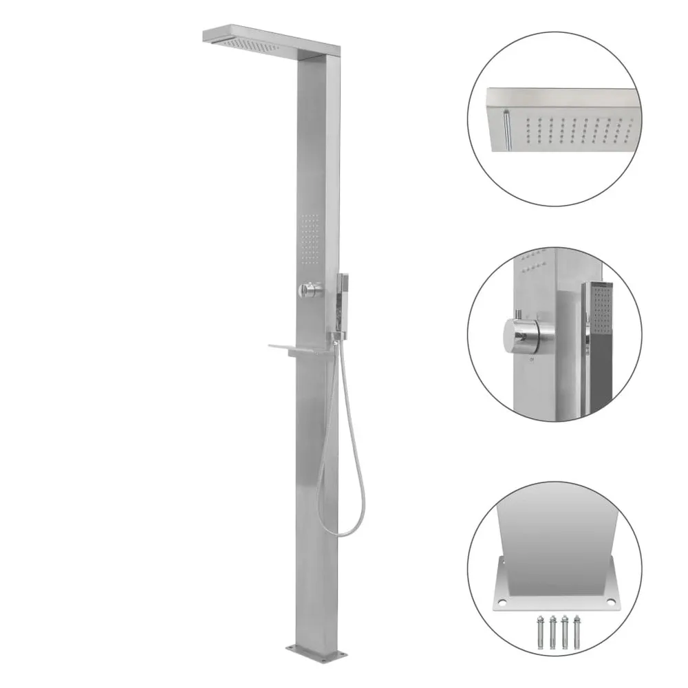 VIDAXL Outdoor Shower Stainless Steel Square 3 VIDAXL Outdoor Shower Stainless Steel Square