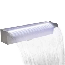 VIDAXL Rectangular Waterfall Pool Fountain With Leds Stainless Steel 45 Cm