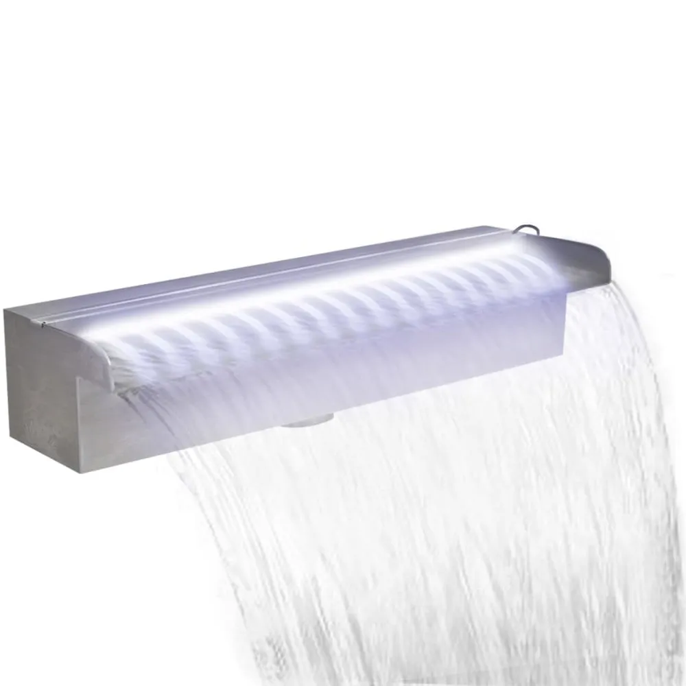 VIDAXL Rectangular Waterfall Pool Fountain With Leds Stainless Steel 45 Cm 3 VIDAXL Rectangular Waterfall Pool Fountain With Leds Stainless Steel 45 Cm